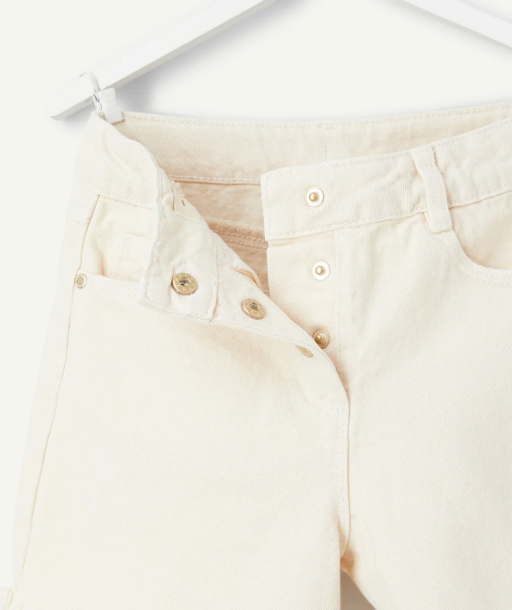 SHORT TAILLE HAUTE FILLE EN DENIM LESS WATER ÉCRU