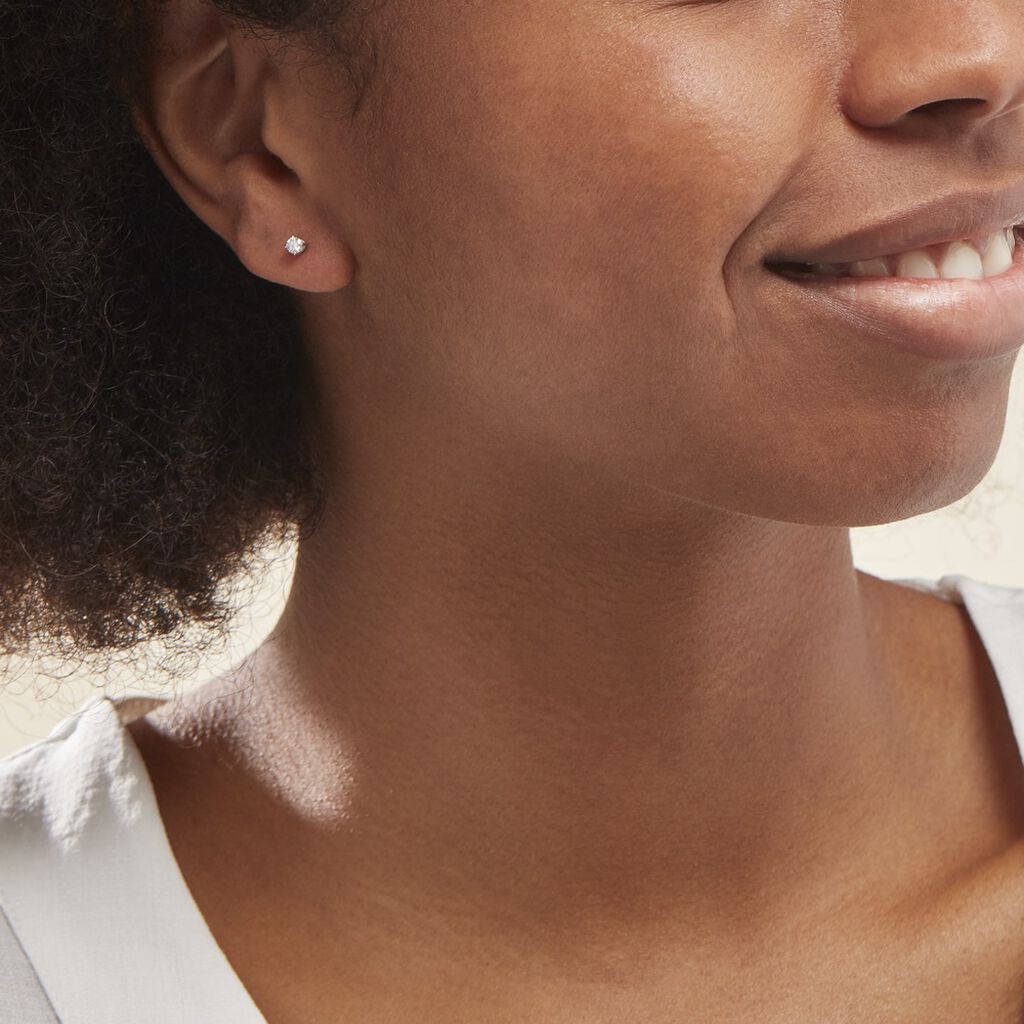 Boucles D'oreilles Puces Aphrodite Or Blanc Diamant
