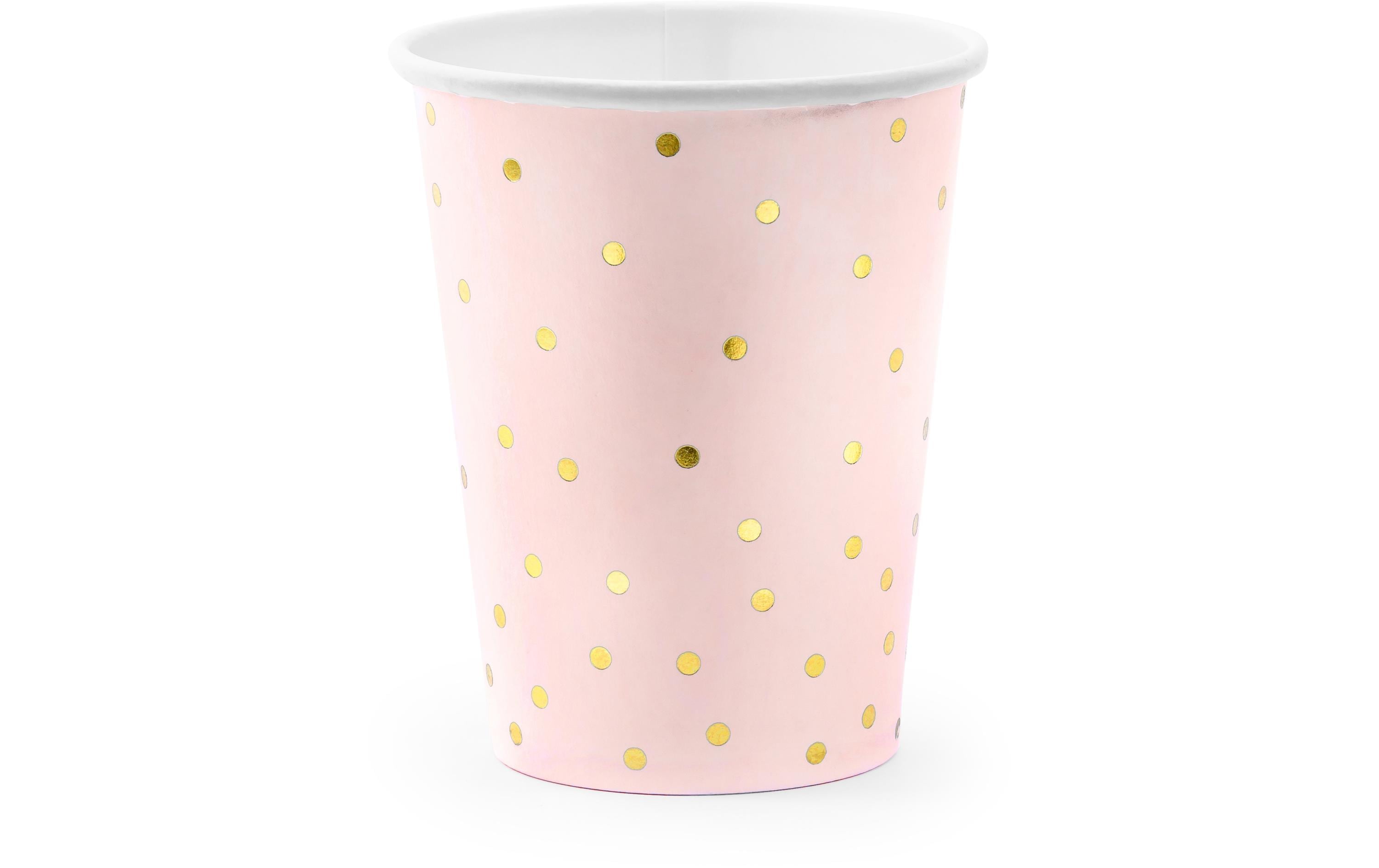 Einwegbecher Punkte 260 ml, 6 Stück, HellrosaPappbecher für Partys