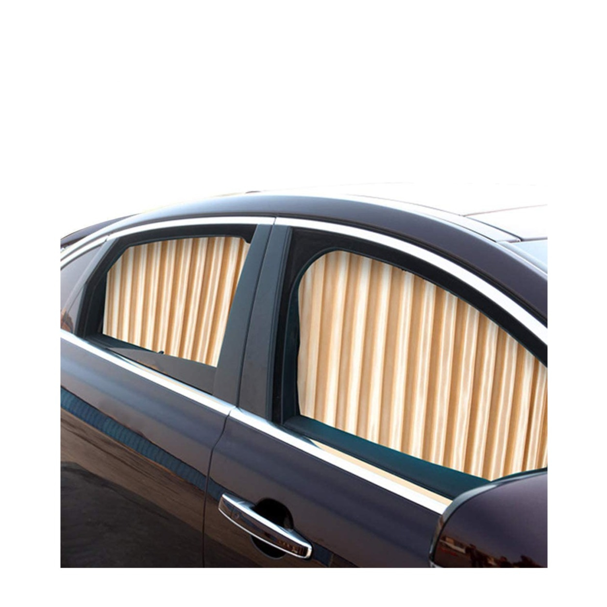 (4er Set) Auto Vorhang Seiten Fenster Sonnen UV-Schutz Hitze Stopper - Gold