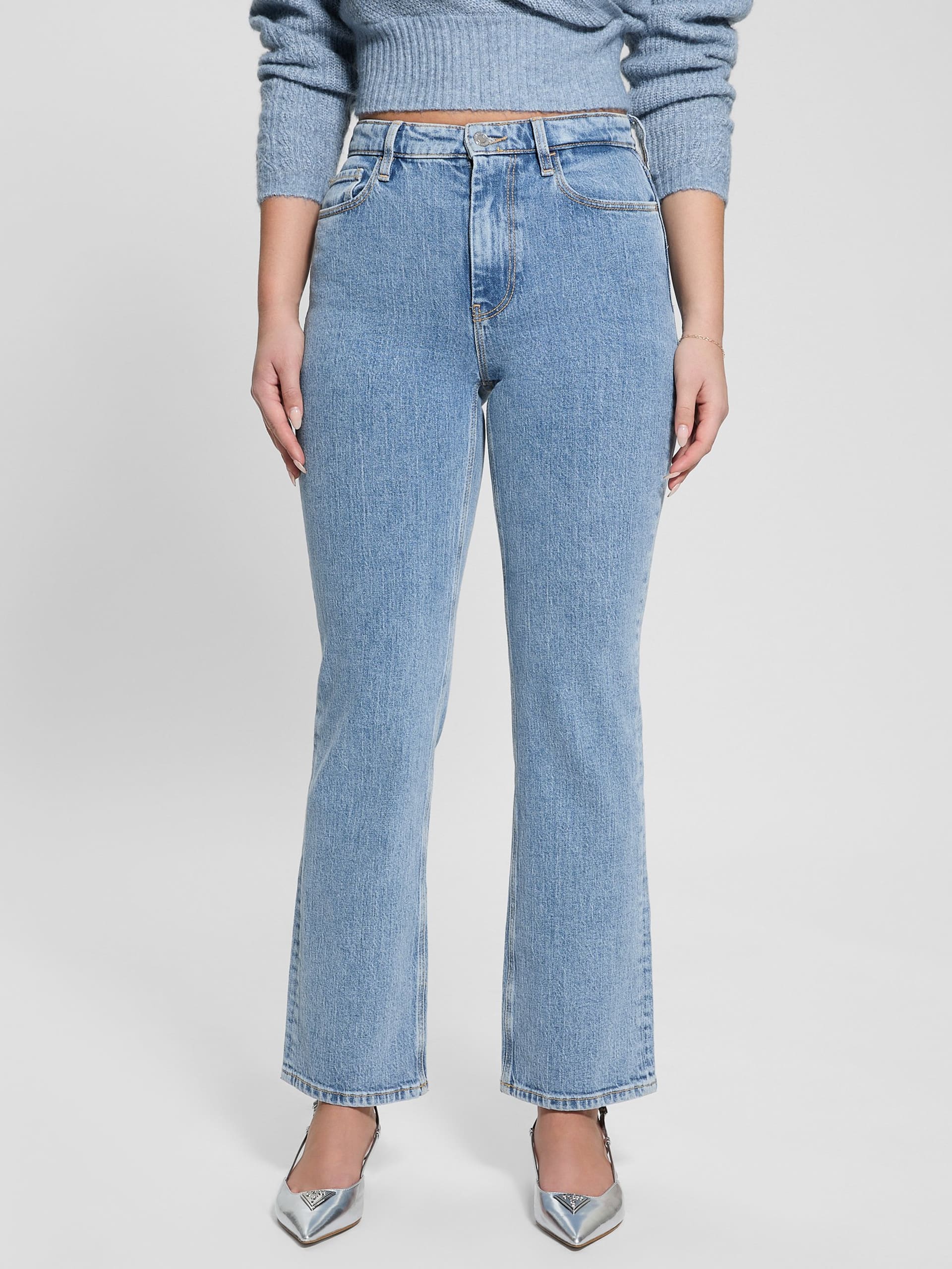 Calça jeans reta ecológica dos anos 80