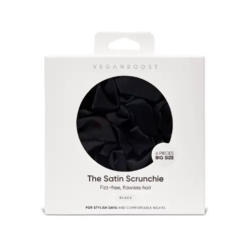 Big Satin Scrunchies Black 6 Pieces