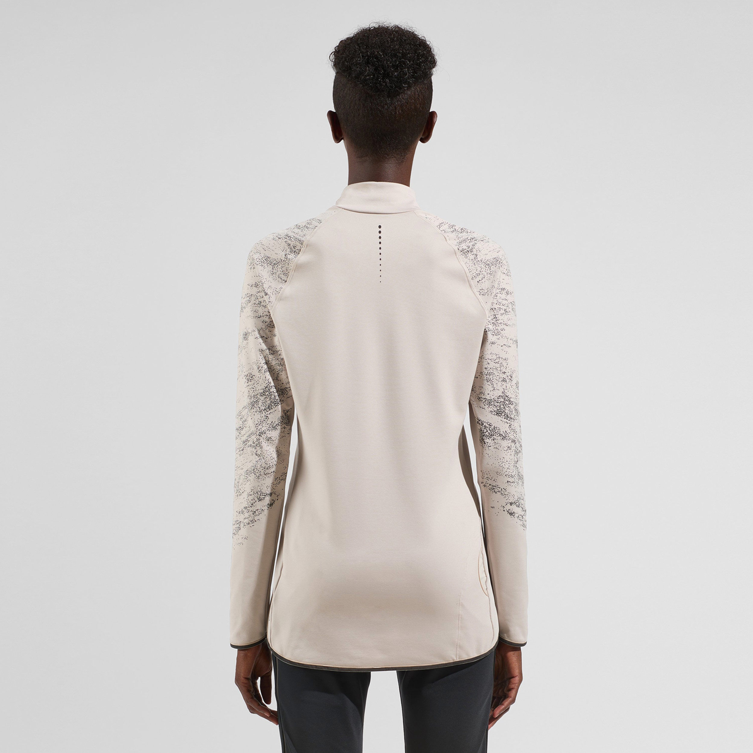 Odlo Zeroweight Ceramiwarm Reflective Mid Layer Half-Zip Top De Course Femmes - Gris Clair