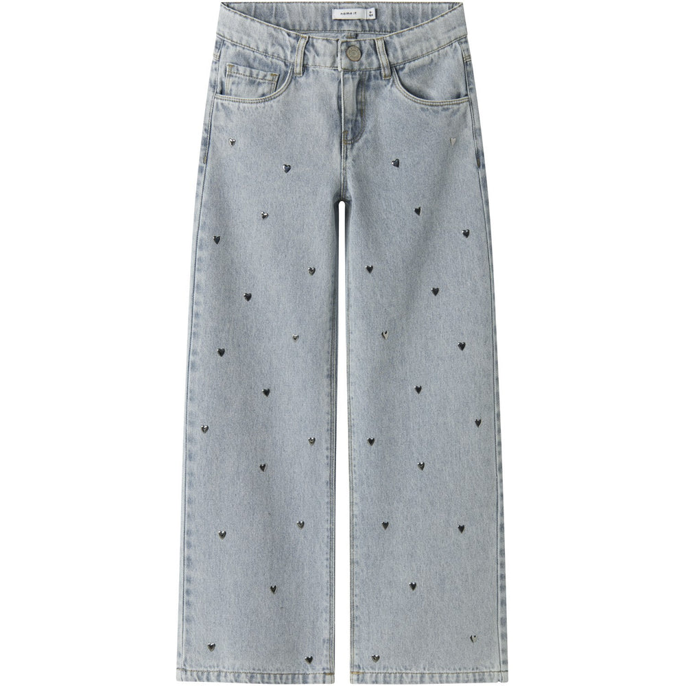 Køb Name It Light Blue Denim Nkfrose Wide Heart Studs Jeans 2021-Za D