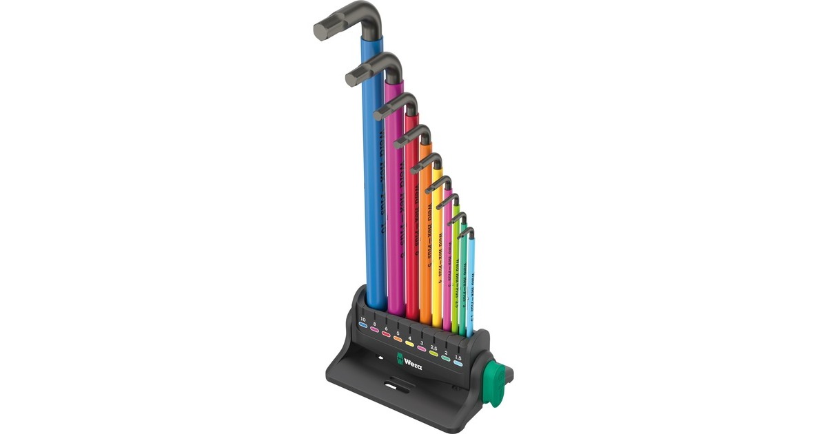Wera950/9 Hex-Plus Multicolour 3 Stiftsleutelset  (9-delig, kleurgecodeerd, metrisch, BlackLaser)