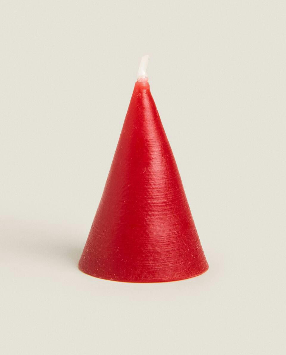 PACOTE DE VELAS DECORATIVAS DE NATAL EM FORMATO DE CONE (PACOTE COM 6)