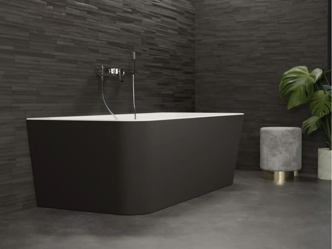 Baignoire semi-îlot Murale MINT 160 Noire 160x75cm, by SPALINA