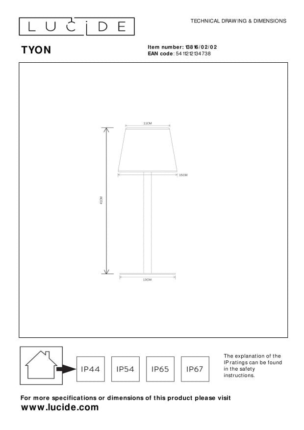 Lucide TYON Tafellamp - Mat Goud | Messing