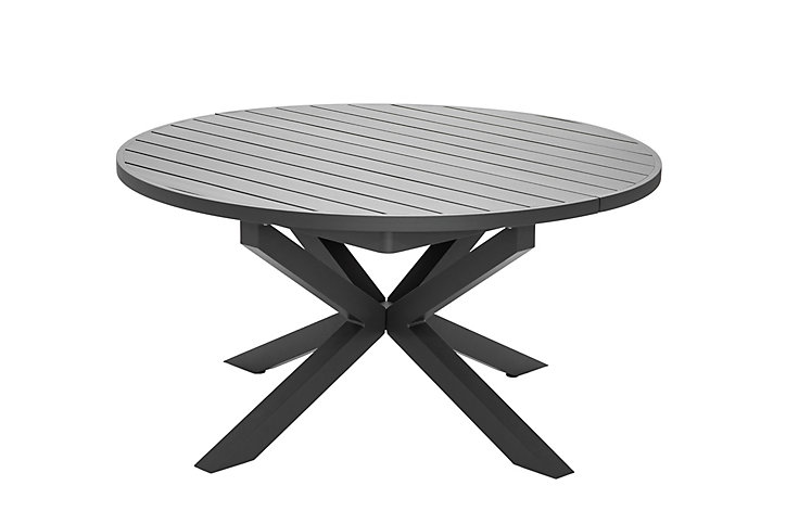Table de jardin extensible Palma en aluminium coloris anthracite Ø.145/199 x H.75 cm