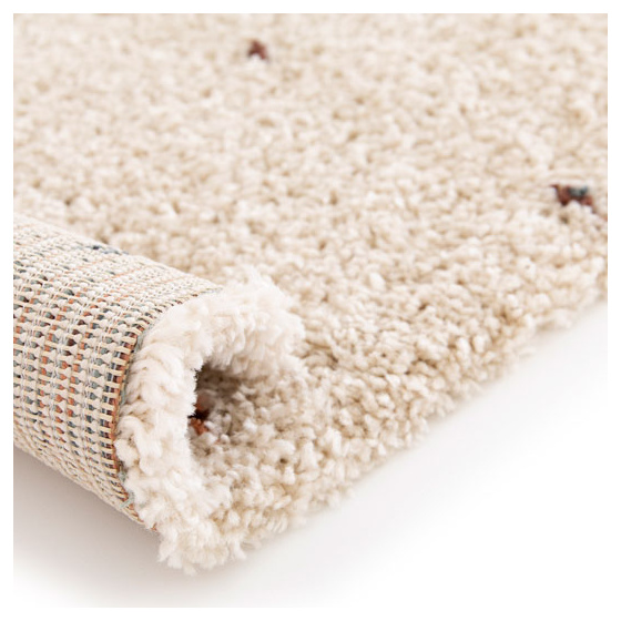 Tapis doux à poils longs - sofia - écru et pois colorés - 160 x 230 cm