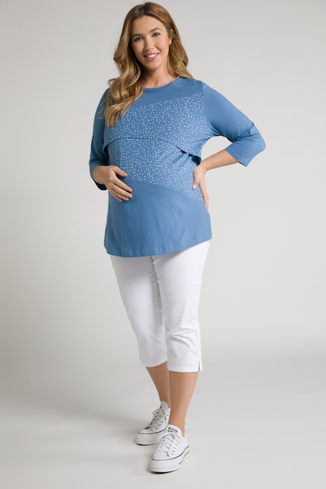 Bellieva-Shirt, Stillfunktion, A-Linie, Punkte, 3/4-Arm