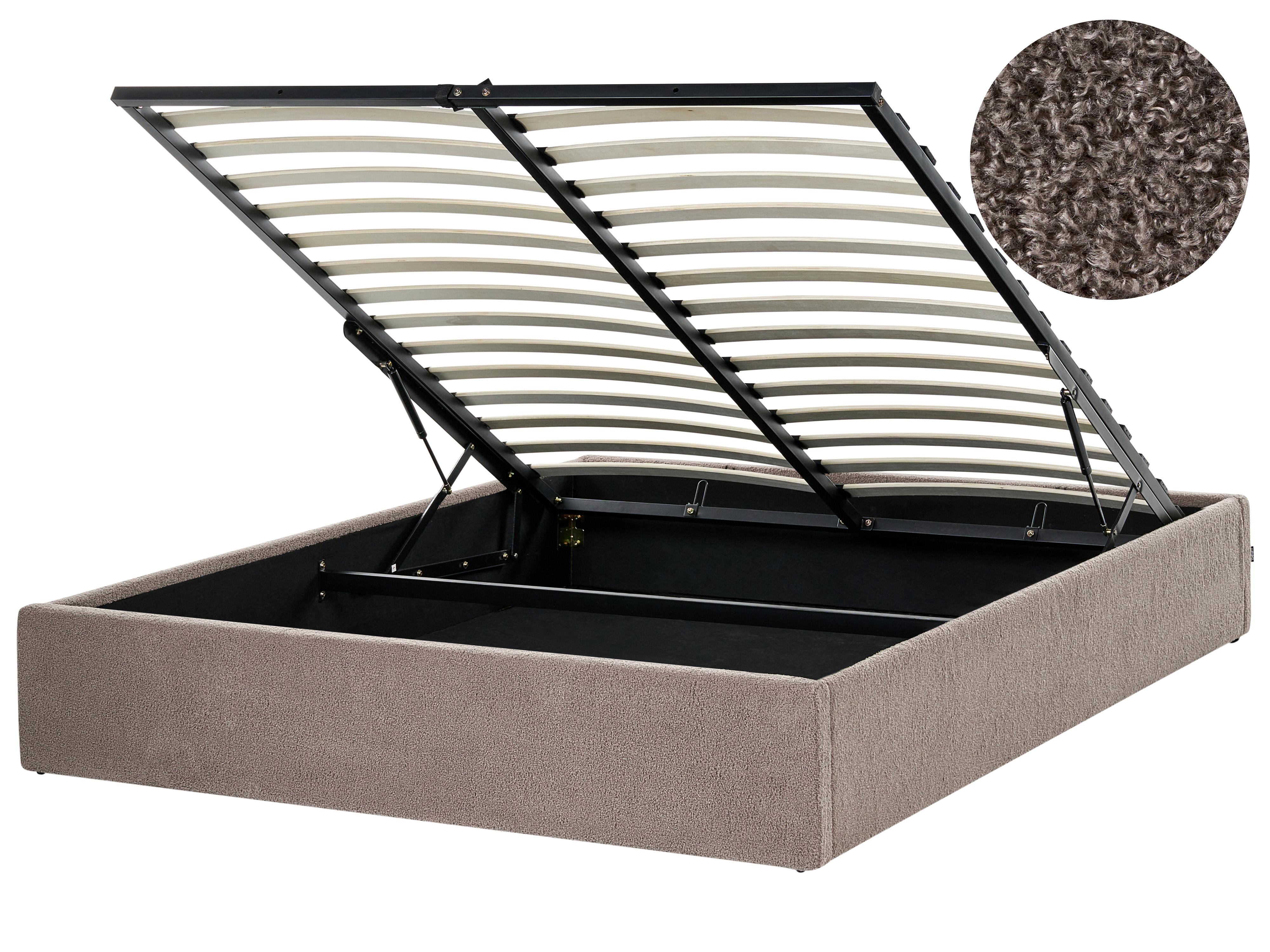 Opbergbed zonder hoofdbord Bouclé DINAN 160 x 200 cm Taupe