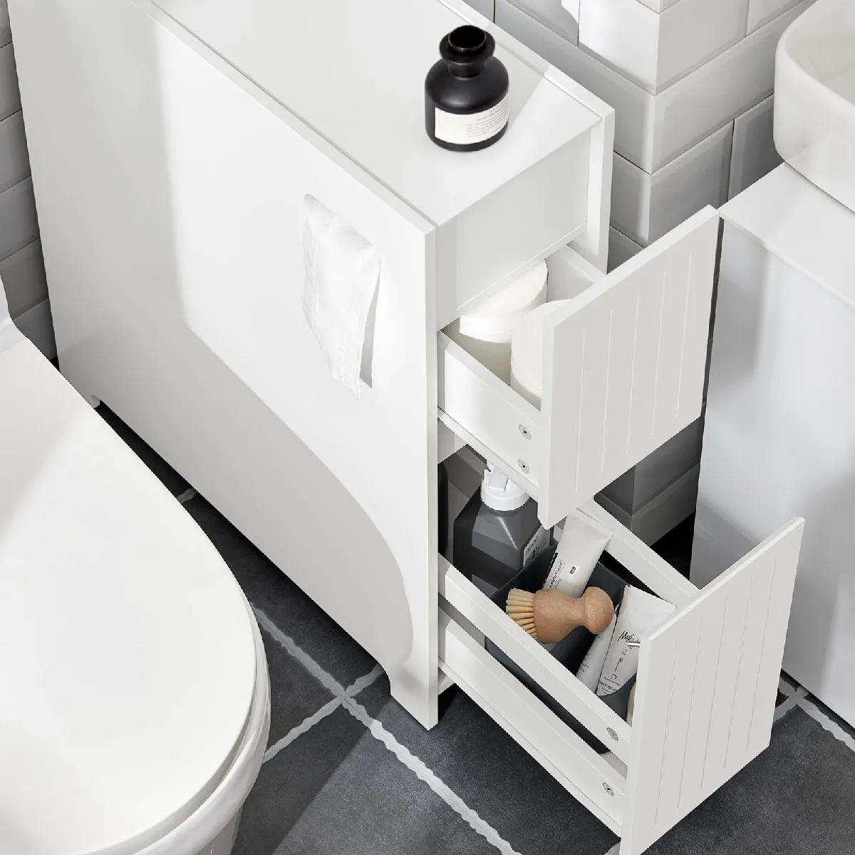 SoBuy BZR111-W Armoire WC sur roulettes