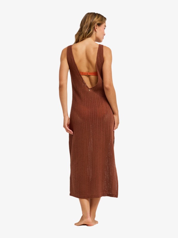 Playa Mood Robe de plage en crochet Marron Femme