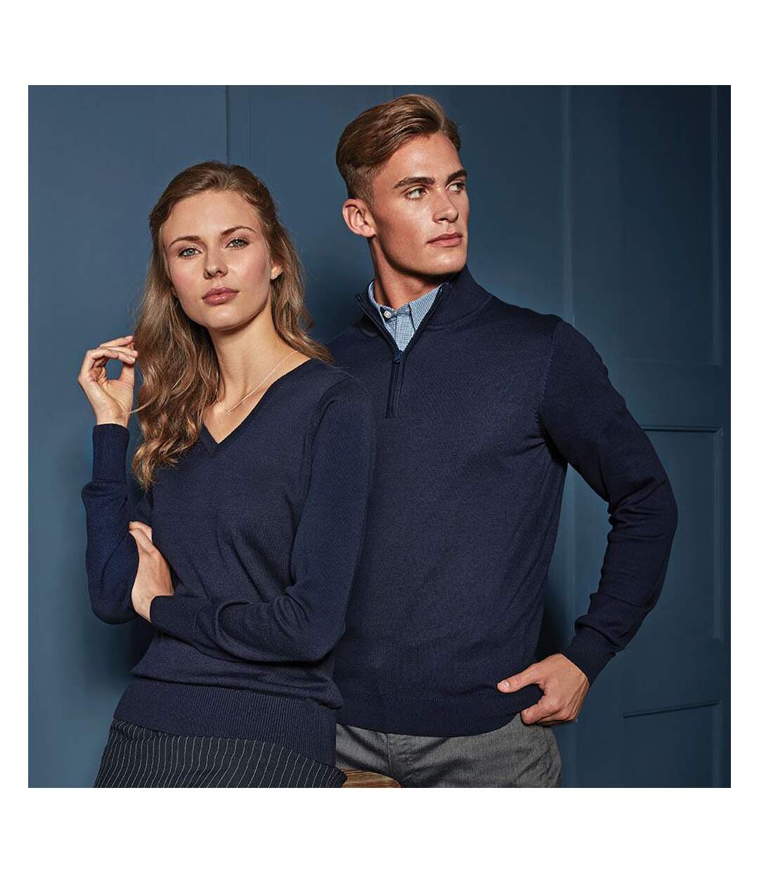Premier - Pull tricoté à col zippé - Homme (Bleu marine) - UTRW5590