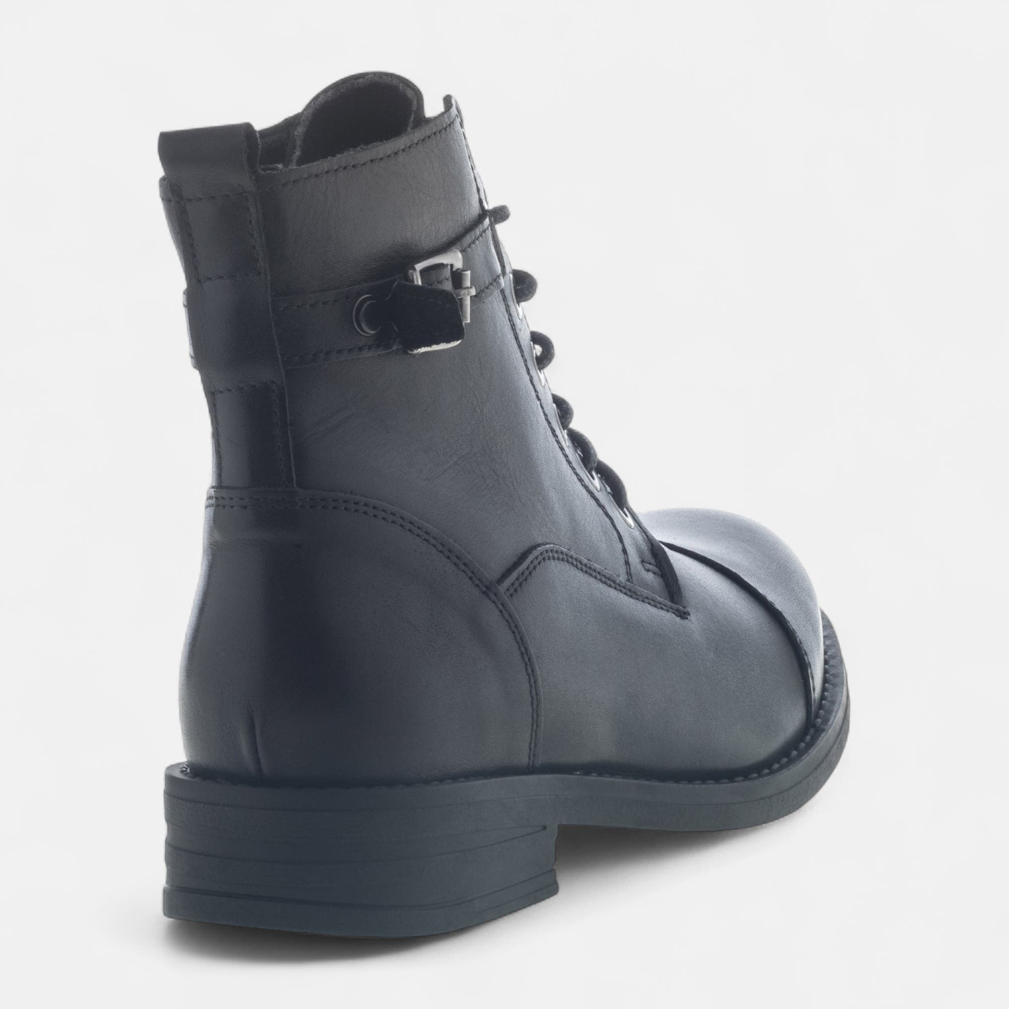 Bottines à lacets Femme en cuir noir