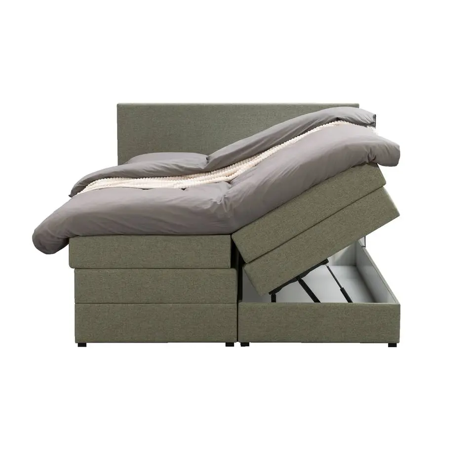 Boxspring met opbergruimte Liv egaal - groen - 140x200 cm