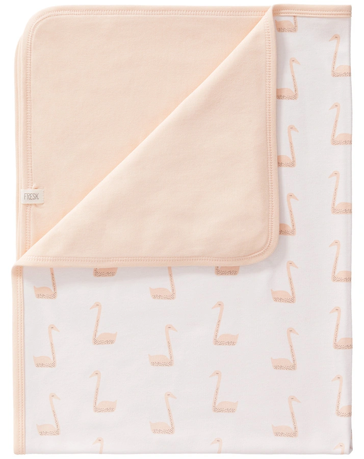 Babydecke SWAN (80x100) in weiß/pfirsich