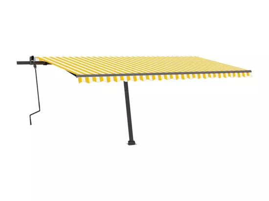 Auvent manuel rétractable avec LED 500x350 cm Jaune et blanc