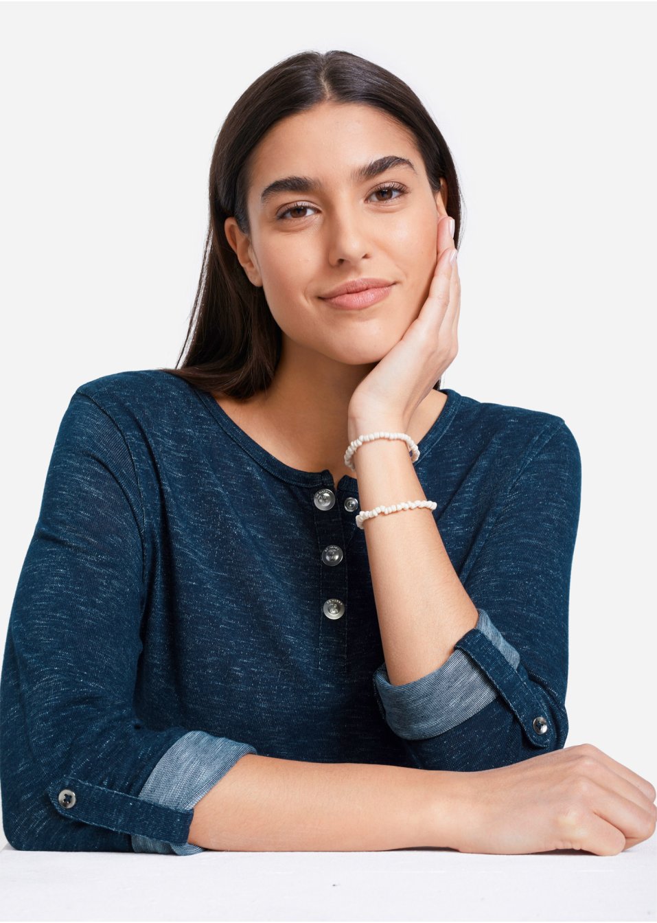 T-shirt manches longues avec patte de boutonnage