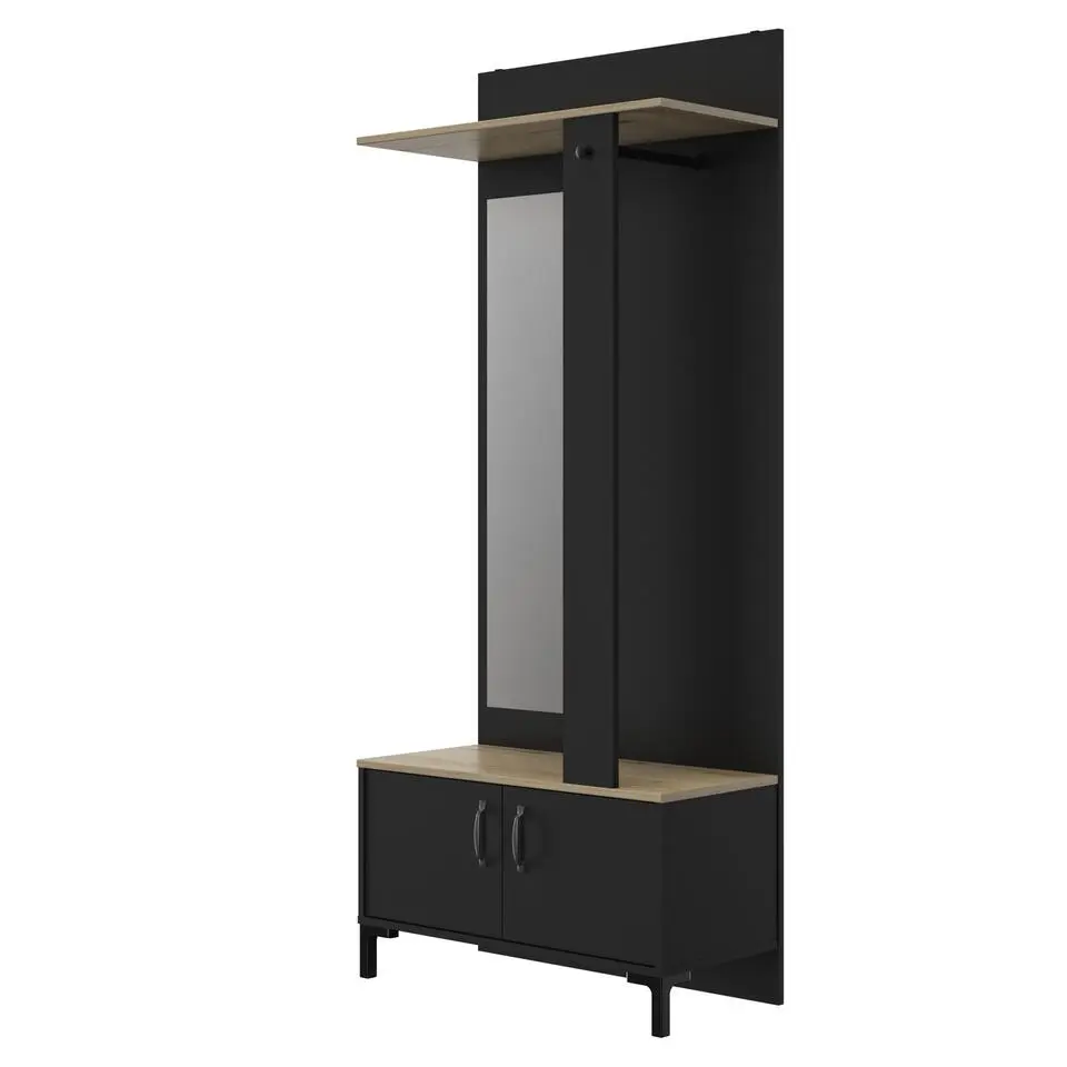 Diagone Entreekast Store - Incl stang en spiegel - 190 cm hoog - Zwart