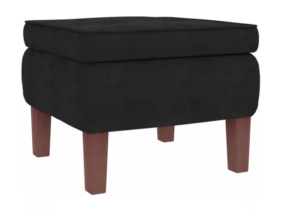 Chaise à bascule avec pieds en bois et tabouret Noir Velours