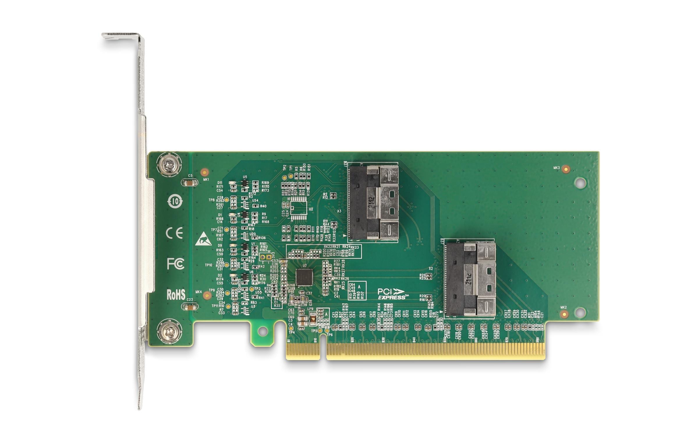 Host Bus Adapter PCI Express x16 - 4x SFF-8639<br>Delock PCI Express 4.0 x16 Karte zu 4 x SFF-8639 NVMe – Bifurcation – Low Profile Formfaktor