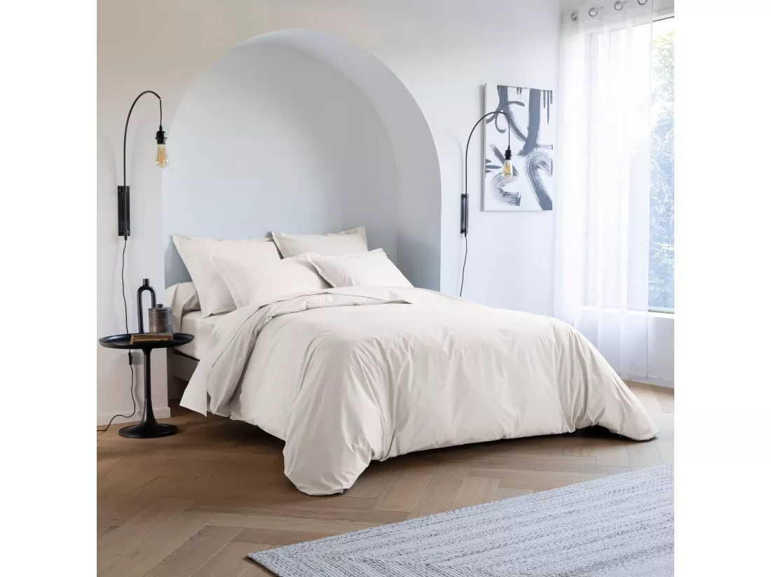 Parure de lit coton percale Meringue 140x200 - SOMEO - MORPHEE