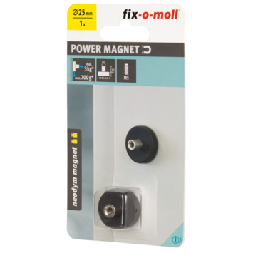 Magneet Neodymium met schroefdraad en busje rubber 25mm