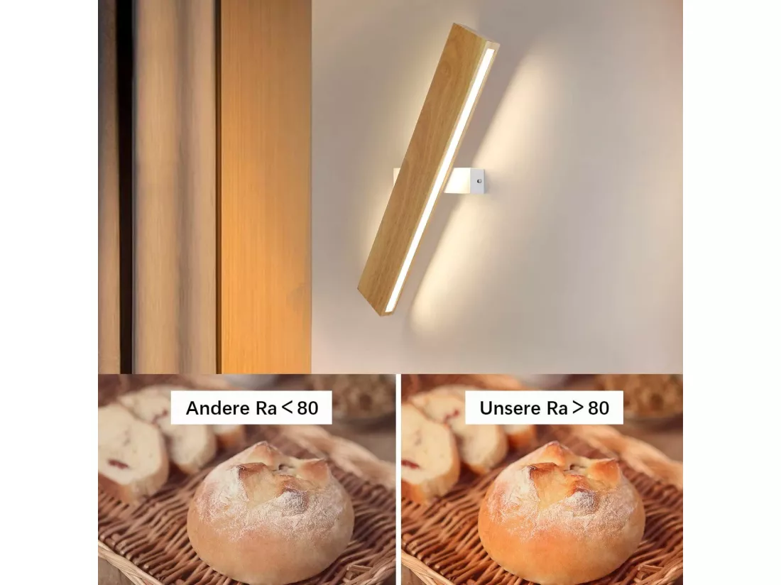NETTLIFE LED Applique murale intérieure : 52CM Bois Moderne Lampe de couloir Up et Down Design 17W Lampe de cage d'escalier 3000K Blanc chaud