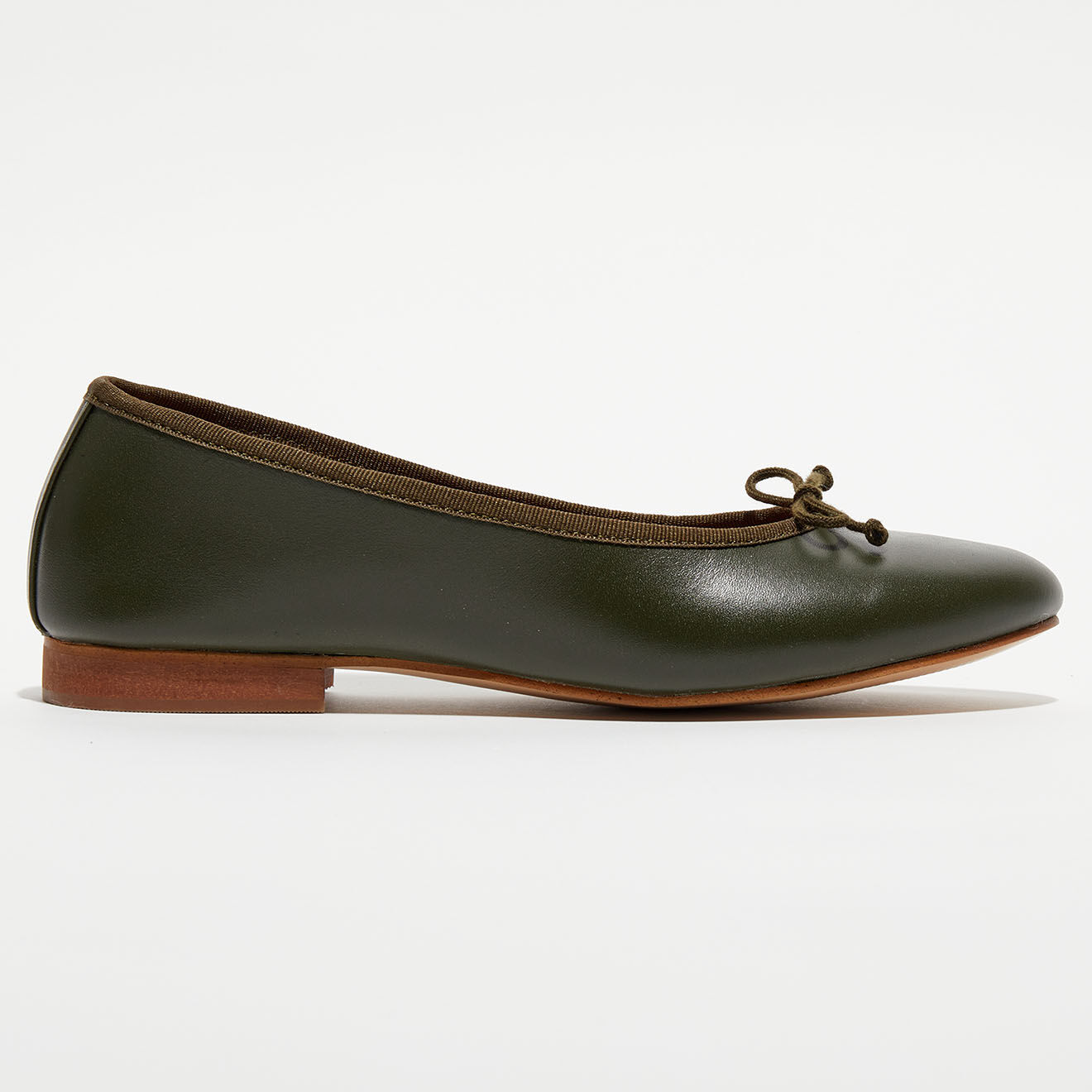 Quartier Latin Ballerines en Cuir Jeanne vert kaki