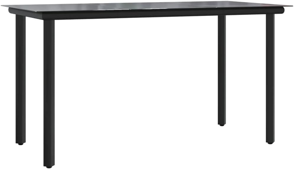 7-TLG. Garten-Essgruppe Schwarz, Stahl und Textilene, 200x100cm Tisch mit 6 Stühlen, robust für Terrasse, Balkon, Outdoor Patio Möbel Set