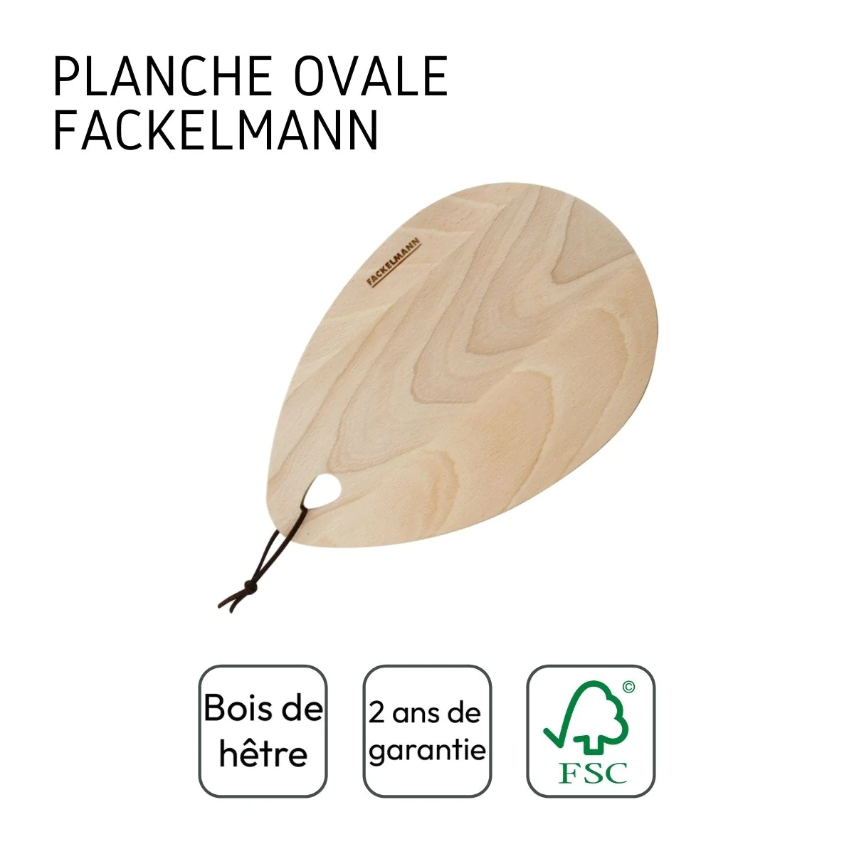 Planche à découper ovale en bois FSC Eco Friendly Fackelmann