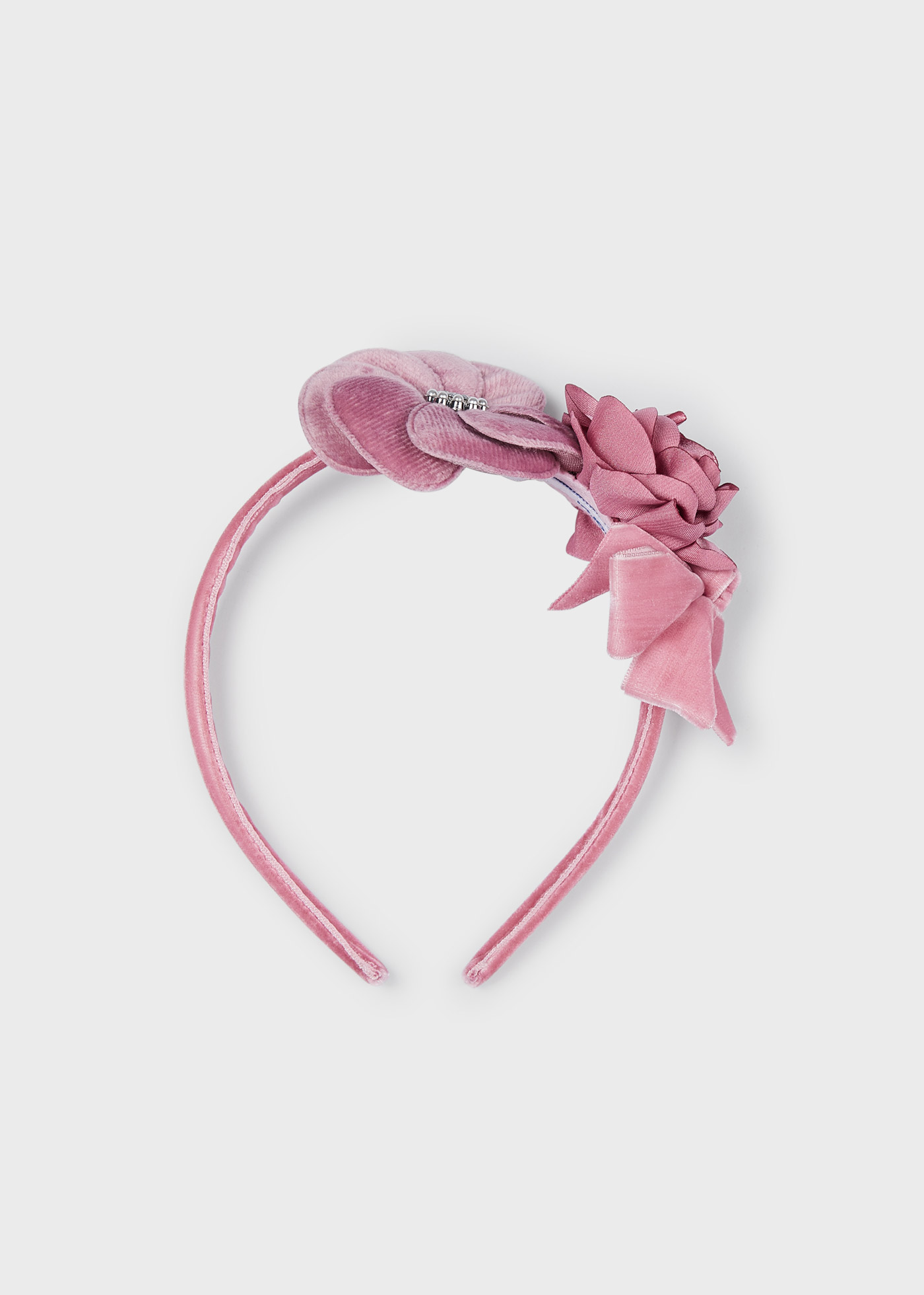 Tiara floral de veludo para meninas