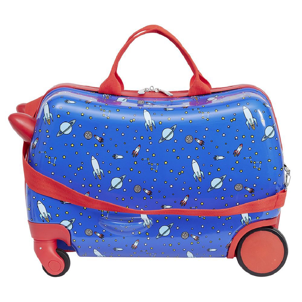 Valise trotteur enfant bleu 47x31xH23,5 cm
