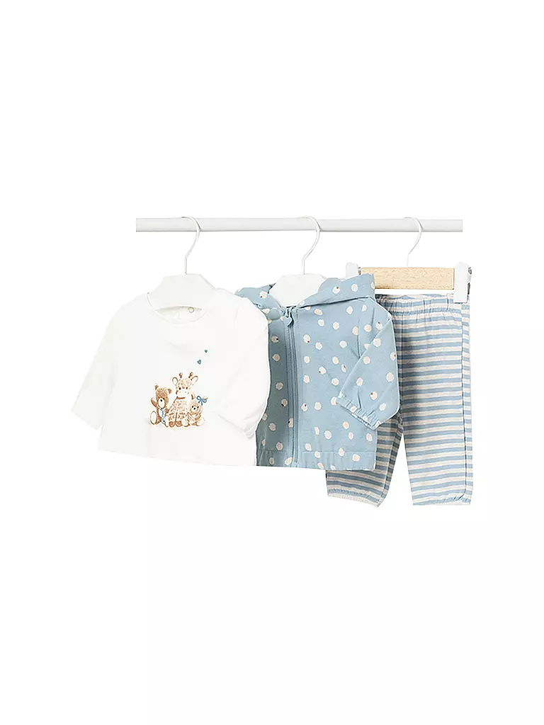 MAYORAL Baby Set Langarmshirt, Sweatjacke, Hose 3-teilig  hellblau