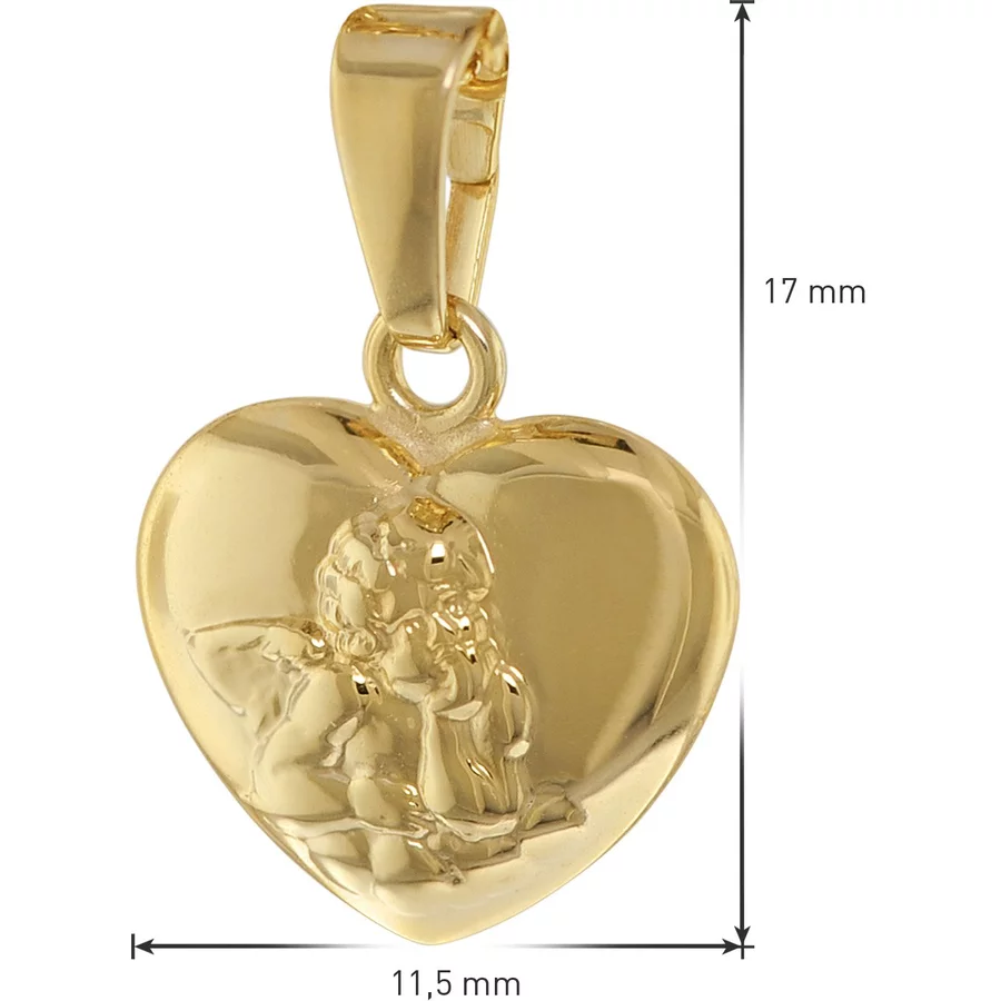 trendor Anhänger Engelherz Gold 585 mit plattierter Kette für Kinder gold