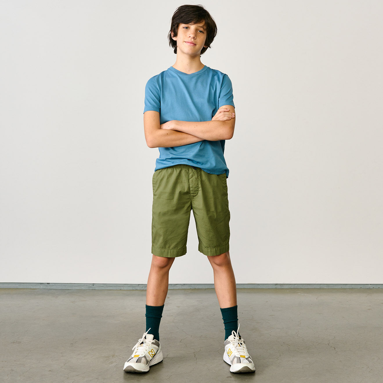 Bellerose Bermuda en Toile de Coton Pawl vert kaki