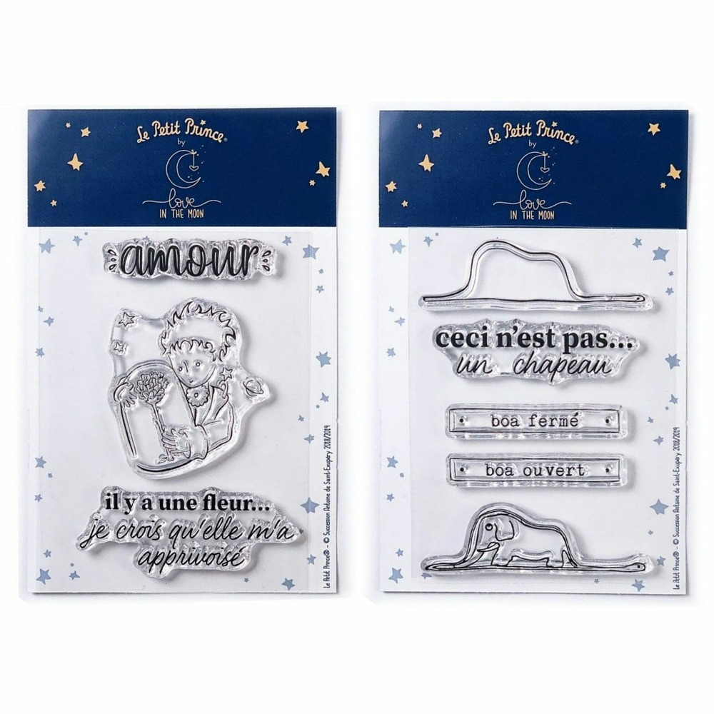 8 tampons transparents le petit prince fleur et boa