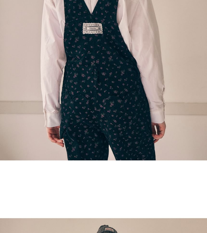 rolarola - Bloemen corduroy overall broek (zwart)