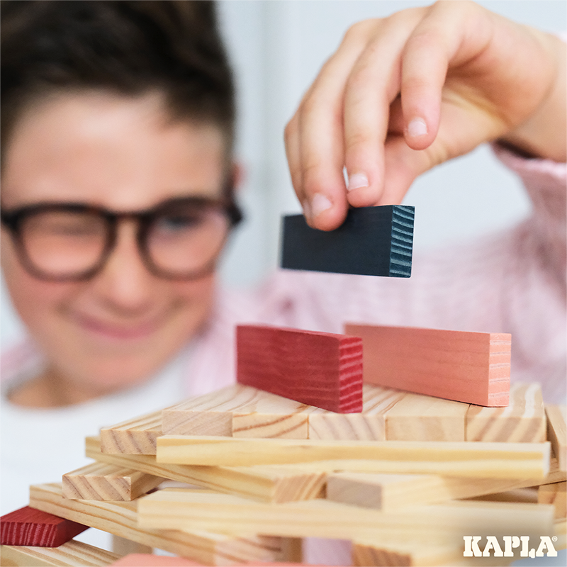Kapla - 120 Box - Natural, Mørke Blå, Pink & Rød