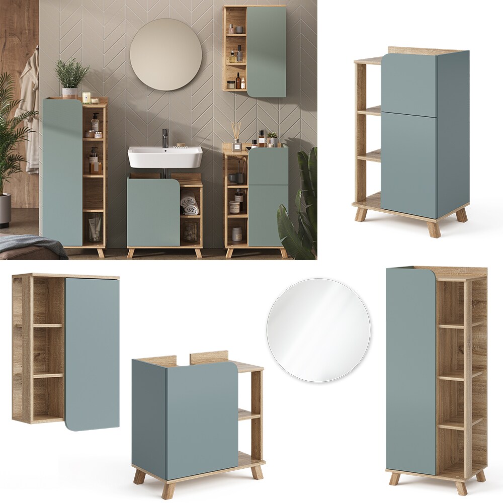Vicco Badmöbel-Set Karen Sonoma Mintgrün 5 Teile