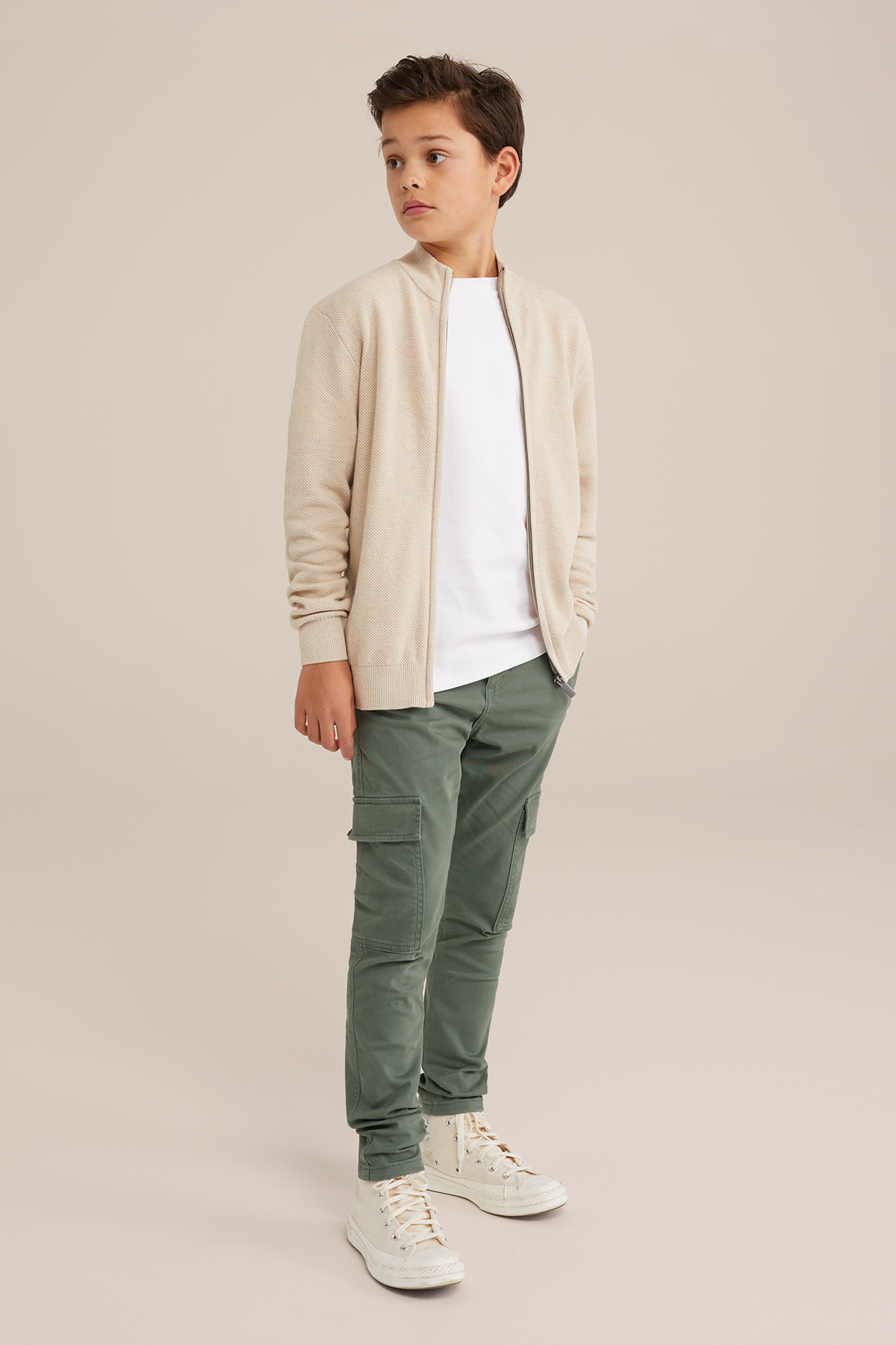 Jongens vest met structuur Blue Ridge Beige