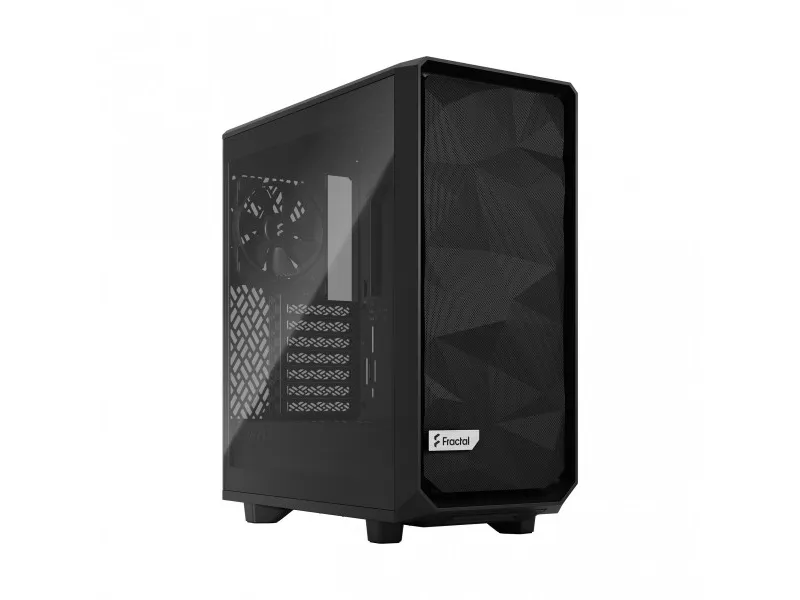 Fractal Design Meshify 2 Compact Lite - Mid tower - ATX - sidepanel med vindue (hærdet glas) - ingen strømforsyning (ATX) - sort TG-lystone - USB/Lyd