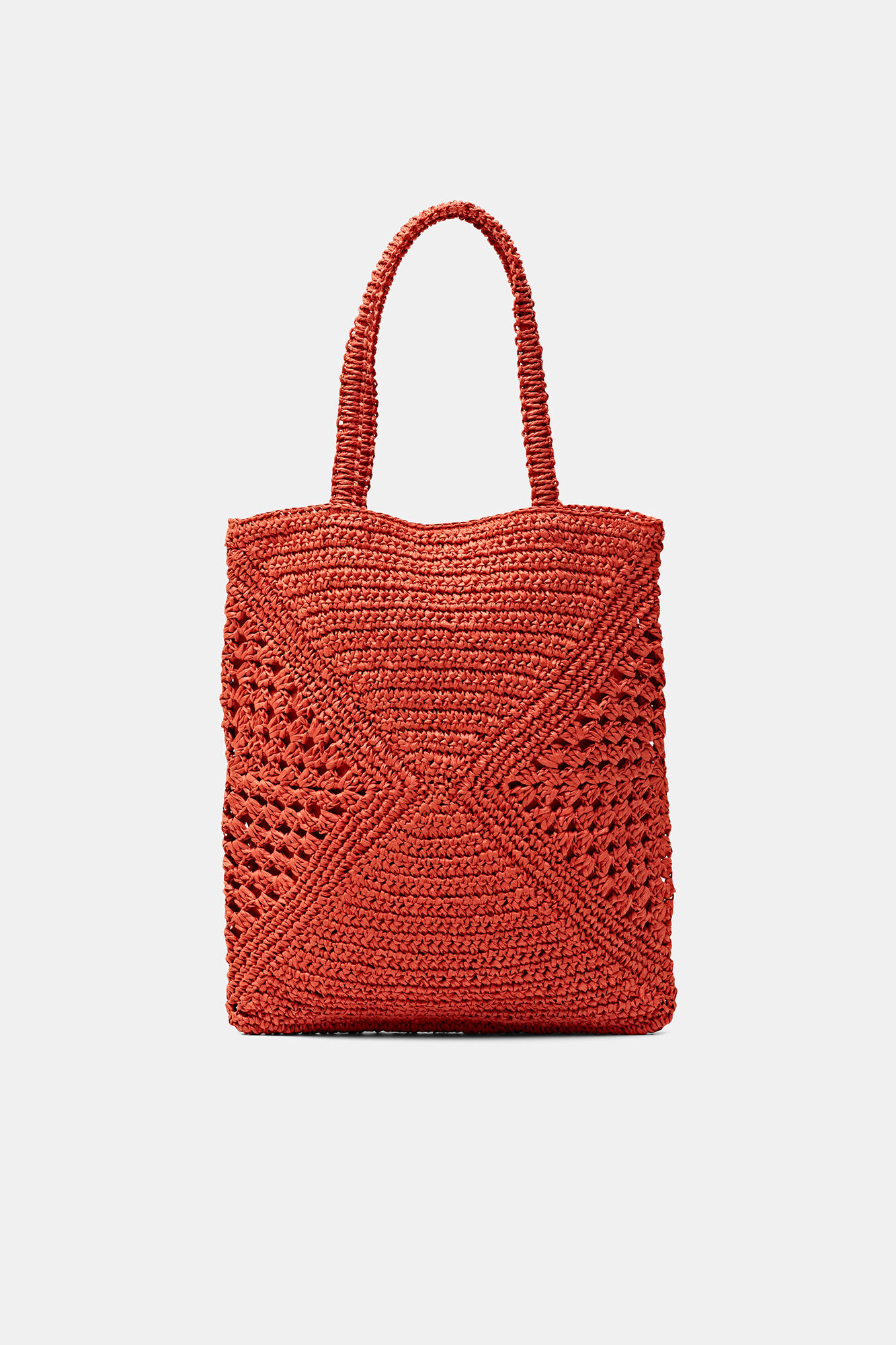 Bolsa de compras em papel trançado - Coral