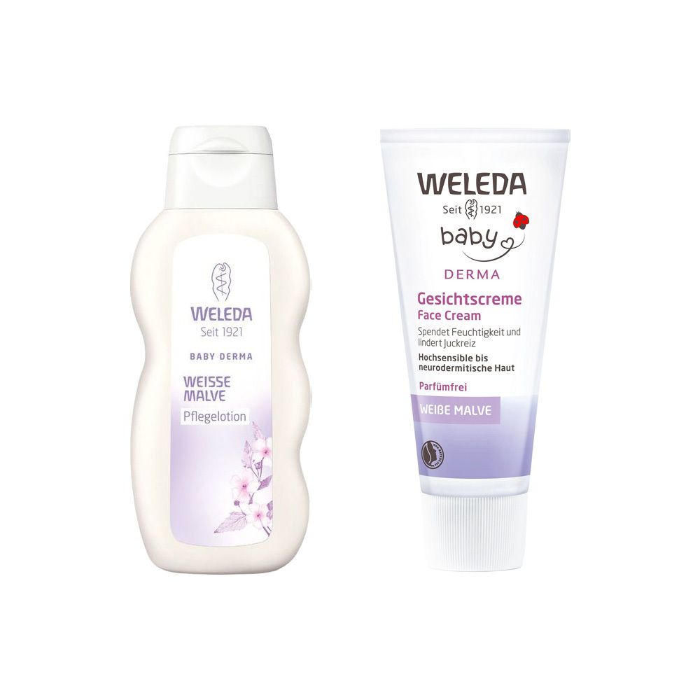 Weleda Baby Pflegelotion Weiße Malve + Weleda Baby Gesichtscreme Weiße Malve