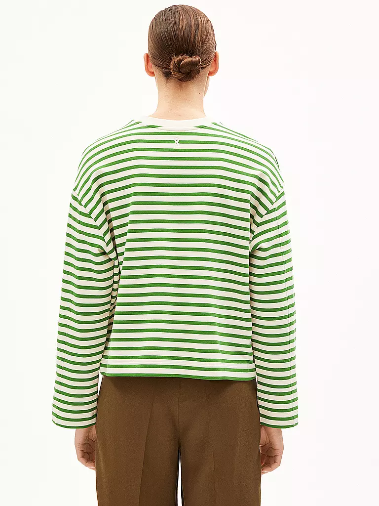 ARMEDANGELS Sweater Oversized Fit FRANKAA  STRIPES grün
