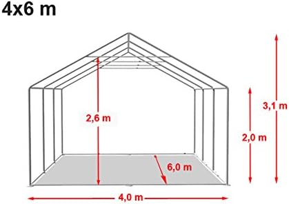 TOOLPORT Festzelt Partyzelt 4x6 m schwerentflammbar Premium, hochwertige PVC Plane 750 N in weiß 100% wasserdicht mit Bodenrahmen