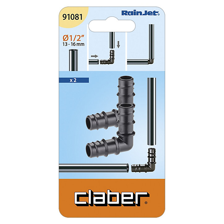 Lot de 2 coudes cannelés 90° 15-15mm Claber