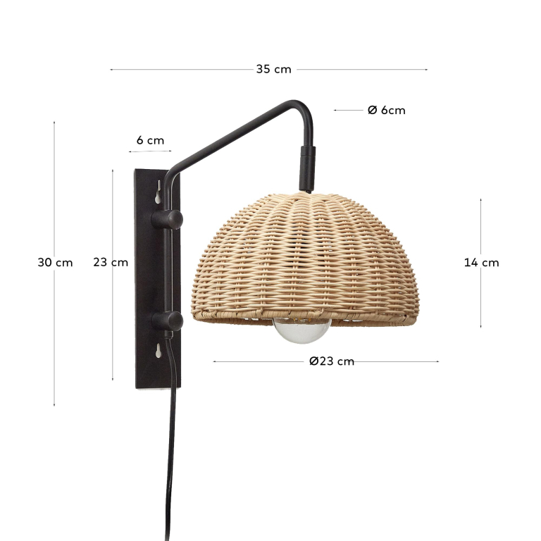 Kave Home Damila wandlamp zwart